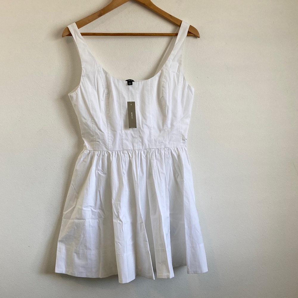 J. Crew White Sleeveless Cotton Fit-and-Flare Dress